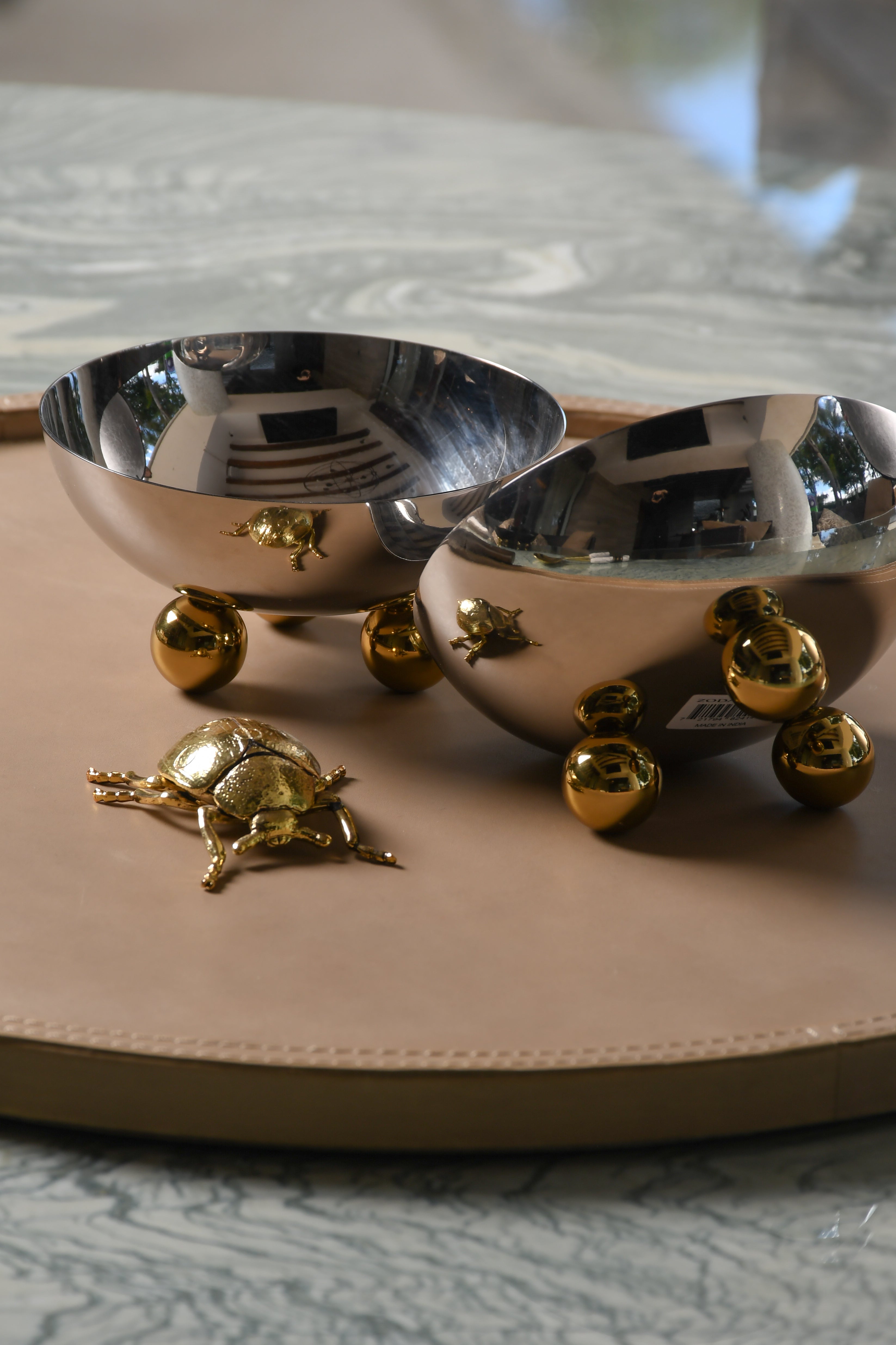 Charola de Piel Beige