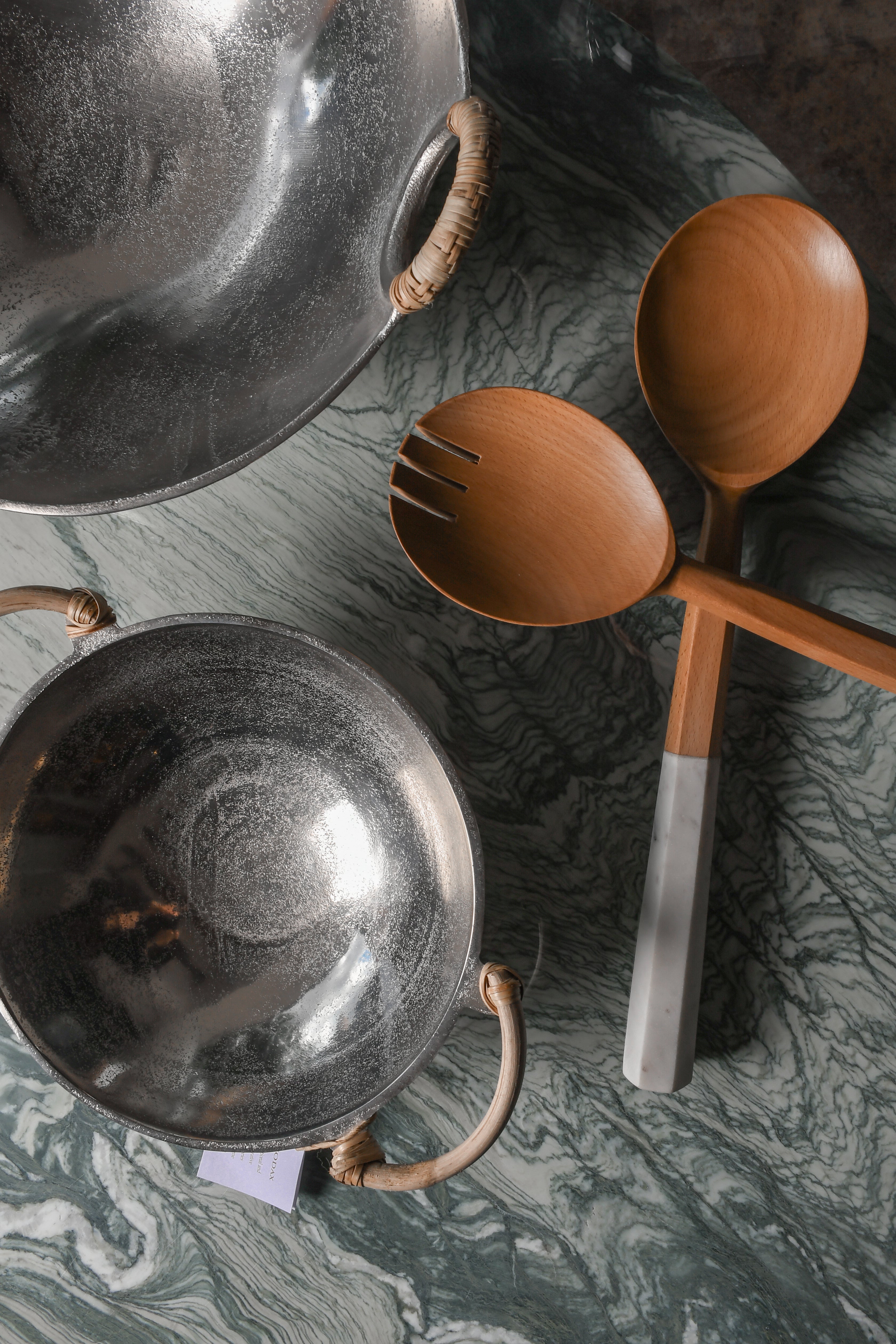 Par de Cucharones de Madera y Mármol